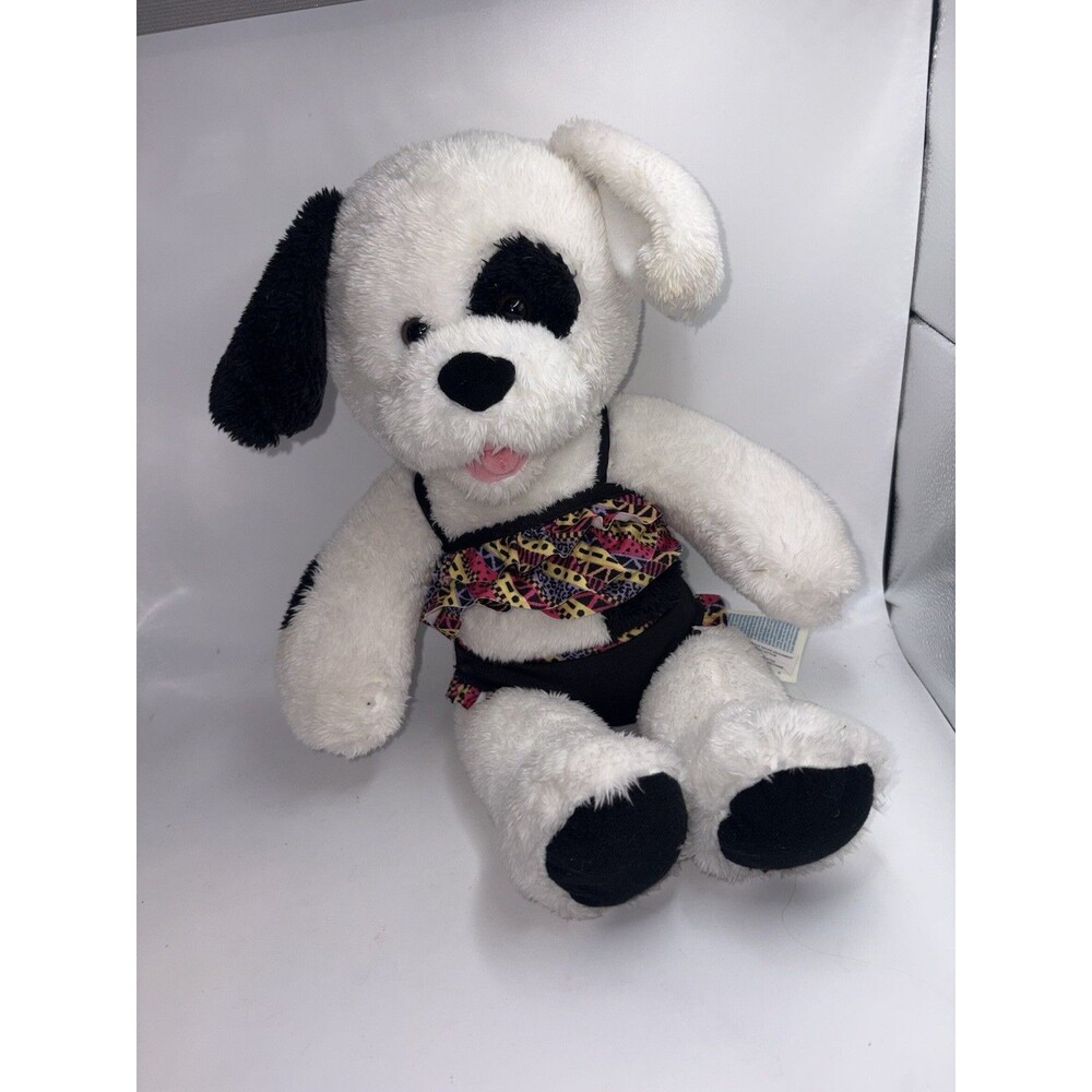 Build A Bear Cookies & Cream White Black Puppy Dog 18” Plush Stuffed Toy